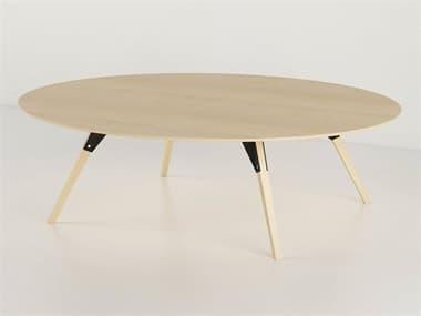 Tronk Design Clarke Collection 46" Oval Wood Black Coffee Table TROCLKCOFMPLSMOVLBL