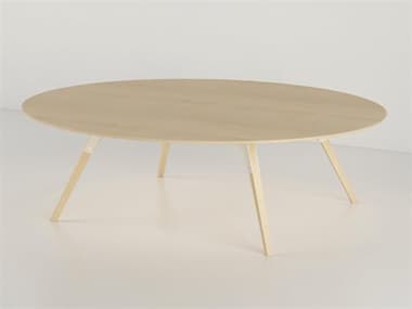 Tronk Design Clarke Collection 46" Oval Wood White Coffee Table TROCLKCOFMPLSMOVLWH