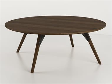 Tronk Design Clarke Collection 40" Round Wood Black Coffee Table TROCLKCOFWALSMCIRBL