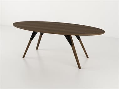 Tronk Design Clarke Collection 54" Oval Wood Black Coffee Table TROCLKCOFWALXSMOVLBL