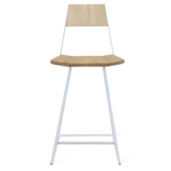 Tronk Design Clarke Collection Maple Wood White Counter Stool TROCKSTCTRMPLWH