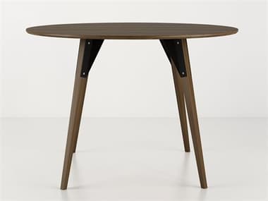 Tronk Design Clarke Collection 46" Round Wood Black Dining Table TROCLKDINWALLGCIRBL