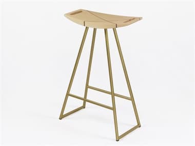 Tronk Design Maple Wood Brassy Gold Counter Stool TROROBMPLCTRINLGD