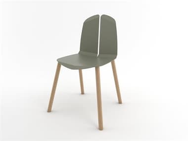 Tronk Design Oak Wood Green Side Dining Chair TRONOACHRPGOAK