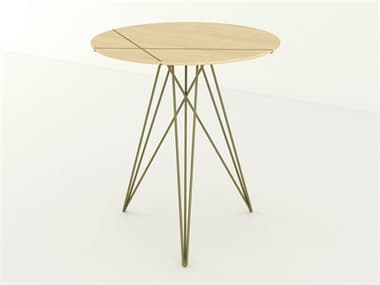 Tronk Design 18" Round Wood Brassy Gold End Table TROHUDMPLINLGD