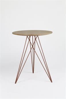 Tronk Design 18" Round Wood Rose Copper End Table TROHUDMPLNOINLCP