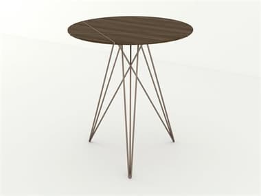Tronk Design 18" Round Wood Rose Copper End Table TROHUDWALINLCP