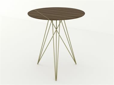 Tronk Design 18" Round Wood Brassy Gold End Table TROHUDWALINLGD