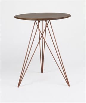 Tronk Design 18" Round Wood Rose Copper End Table TROHUDWALNOINLCP