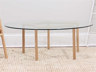 Tronk Design Gallagher Clear / Oak 42'' Wide Round Coffee Table TROGALCOFOAK