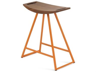 Tronk Design Robert Walnut / Orange Dining Stool TROROBWALTBLNOINLOR