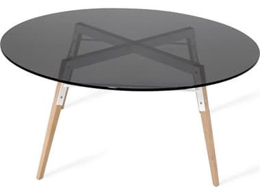 Tronk Design Ross White / Maple 42'' Wide Round Coffee Table TROROSCOFMPLWHSMK