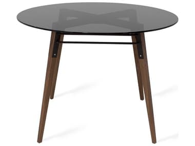 Tronk Design Ross Black / Walnut 42'' Wide Round Dining Table TROROSDINWALBLSMK