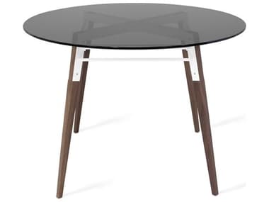Tronk Design Ross White / Walnut 42'' Wide Round Dining Table TROROSDINWALWHSMK
