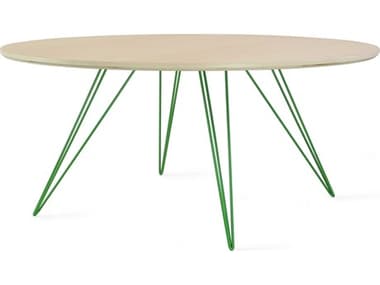 Tronk Design Williams 40" Round Wood Maple Green Coffee Table TROWILCOFMPLSMCIRGN