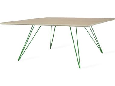 Tronk Design Williams 40" Square Wood Maple Green Coffee Table TROWILCOFMPLSMSQGN