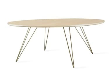 Tronk Design Williams Table Collection 54" Oval Wood Brassy Gold Coffee TROWILCOFMPLLGOVLGD