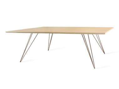 Tronk Design Williams Table Collection 54" Rectangular Wood Rose Copper Coffee TROWILCOFMPLLGRECCP