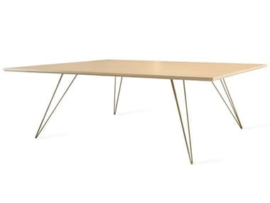 Tronk Design Williams Table Collection 54" Rectangular Wood Brassy Gold Coffee TROWILCOFMPLLGRECGD
