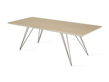 Tronk Design Williams Table Collection 54" Rectangular Wood Rose Copper Coffee TROWILCOFMPLXSMRECCP