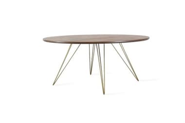 Tronk Design Williams Table Collection 40" Round Wood Brassy Gold Coffee TROWILCOFWALSMCIRGD