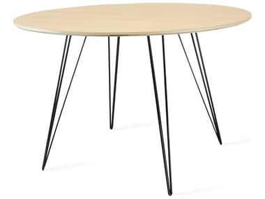 Tronk Design Williams 46" Round Wood Maple Black Dining Table TROWILDINMPLLGCIRBL