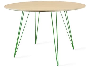 Tronk Design Williams 46" Round Wood Maple Green Dining Table TROWILDINMPLLGCIRGN