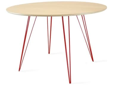 Tronk Design Williams 46" Round Wood Maple Red Dining Table TROWILDINMPLLGCIRRD