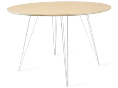 Tronk Design Williams 46" Round Wood Maple White Dining Table TROWILDINMPLLGCIRWH