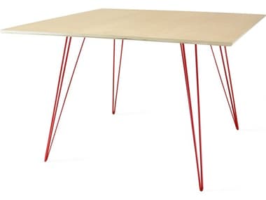 Tronk Design Williams 46" Square Wood Maple Red Dining Table TROWILDINMPLLGSQRD