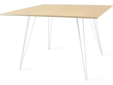 Tronk Design Williams 46" Square Wood Maple White Dining Table TROWILDINMPLLGSQWH