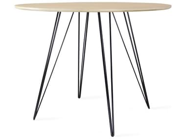 Tronk Design Williams 40" Round Wood Maple Black Dining Table TROWILDINMPLSMCIRBL