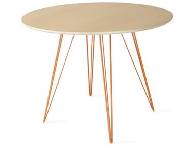Tronk Design Williams 40" Round Wood Maple Orange Dining Table TROWILDINMPLSMCIROR