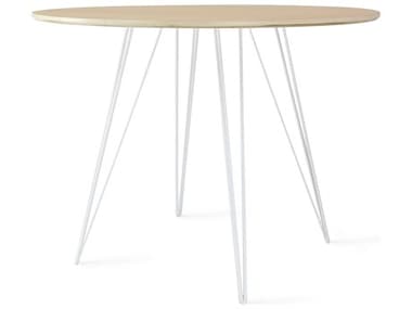 Tronk Design Williams 40" Round Wood Maple White Dining Table TROWILDINMPLSMCIRWH