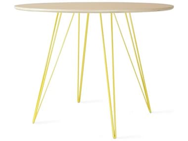 Tronk Design Williams 40" Round Wood Maple Yellow Dining Table TROWILDINMPLSMCIRYL