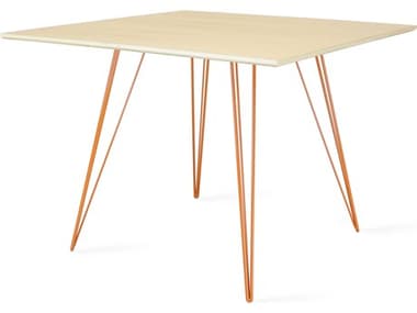 Tronk Design Williams 40" Square Wood Maple Orange Dining Table TROWILDINMPLSMSQOR