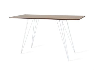 Tronk Design Williams 54" White Brown Walnut Wood Computer Desk Table Collection TROWILDINWALXSMRECWH