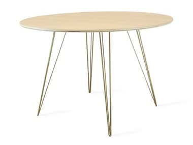 Tronk Design Williams Table Collection 46" Round Wood Brassy Gold Dining TROWILDINMPLLGCIRGD