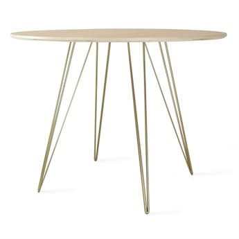 Tronk Design Williams Table Collection 40" Round Wood Brassy Gold Dining TROWILDINMPLSMCIRGD