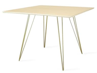 Tronk Design Williams Table Collection 40" Square Wood Brassy Gold Dining TROWILDINMPLSMSQGD