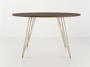 Tronk Design Williams Table Collection 46" Round Wood Brassy Gold Dining TROWILDINWALLGCIRGD