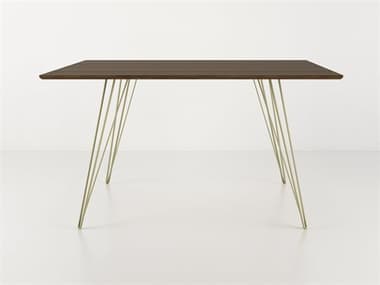 Tronk Design Williams Table Collection 54" Rectangular Wood Brassy Gold Dining TROWILDINWALLGRECGD