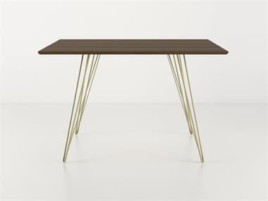 Tronk Design Williams Table Collection 46" Square Wood Brassy Gold Dining TROWILDINWALLGSQGD