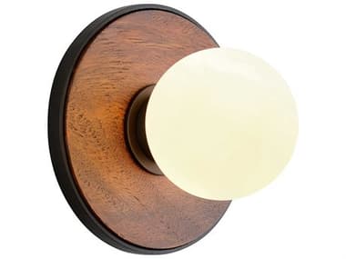 Troy Lighting Cadet 6" Tall 1-Light Black Natural Acacia Brown Glass LED Wall Sconce TLB7641