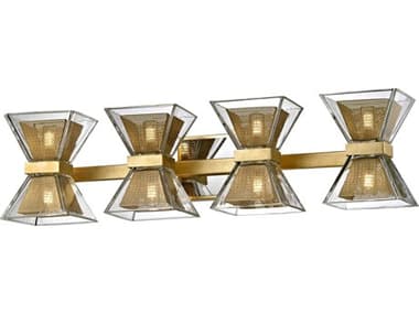 Troy Lighting Expression Tall 8-Light Gold Leaf Glass LED Vanity Light TLB5804