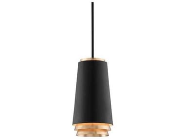 Troy Lighting Fahrenheit 8" 1-Light Textured Black With Gold Leaf Accents LED Mini Pendant TLF5541