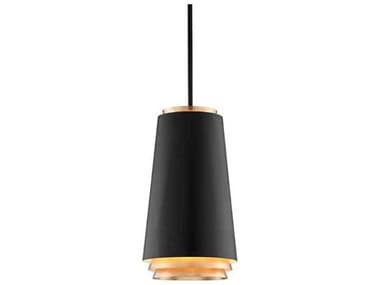 Troy Lighting Fahrenheit 1-Light Textured Black With Gold Leaf Accents LED Pendant TLF5542