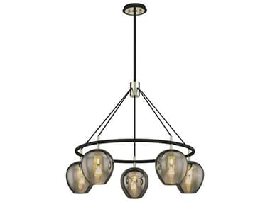 Troy Lighting Iliad 5-Light Carbide Black Glass Dome Chandelier TLF6215