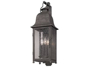 Troy Lighting Larchmont Aged Pewter Three-Light 8'' Wide Outdoor Wall Light TLB3212