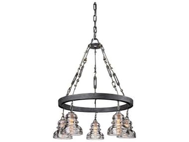 Troy Lighting Menlo Park 5-Light Old Silver Glass Bell Chandelier TLF3135